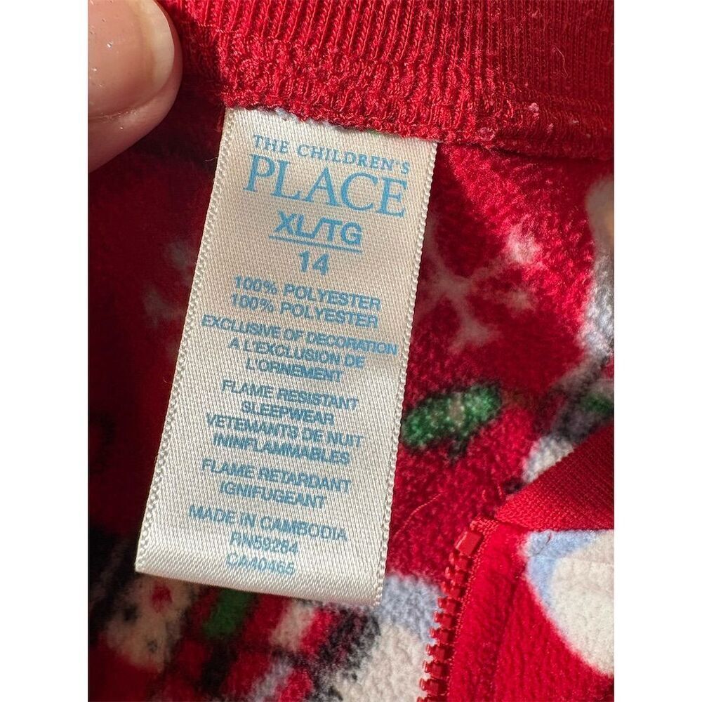 The Children's Place Boys XL Holiday Pajama Red Snowman Print One Piece - Picture 5 of 5